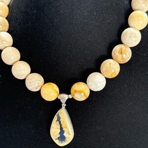 Starborn Sterling Agatized Fossil Coral Necklace Large Sterling Clasp